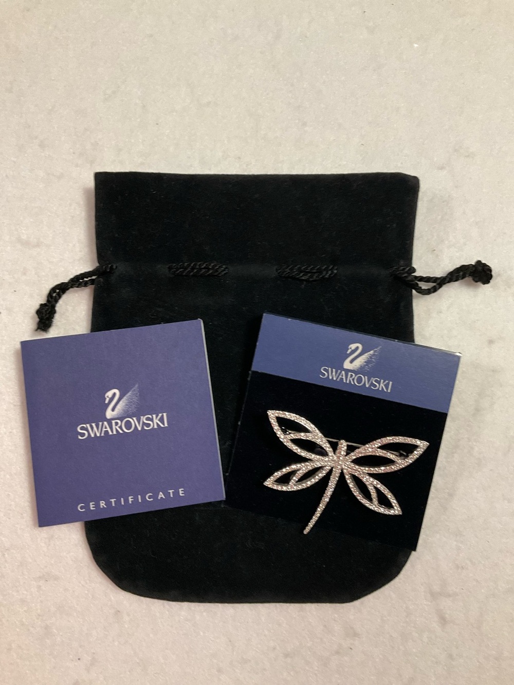 Swarovski Silver Crystal Dragonfly Brooch